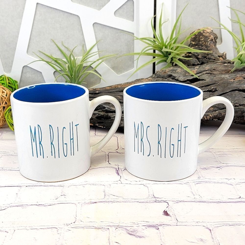 MR. & MRS. RIGHT Ceramic Coffee Mugs